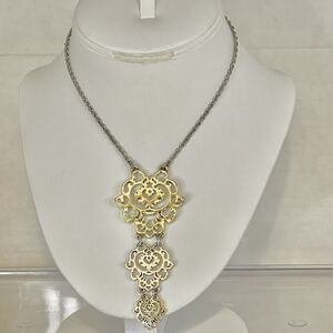 Necklace & Mandala Pendant  Gold & Silver Toned Lucky Brand Excellent